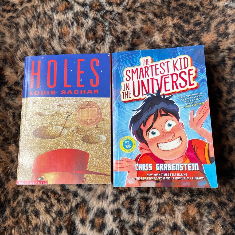 Kids books Holes and The Smartest Kid in the Universe